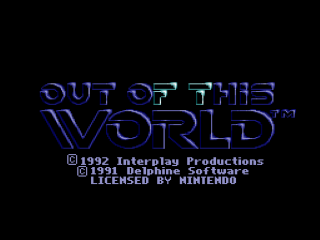 Out of This World title screen for Super Nintendo